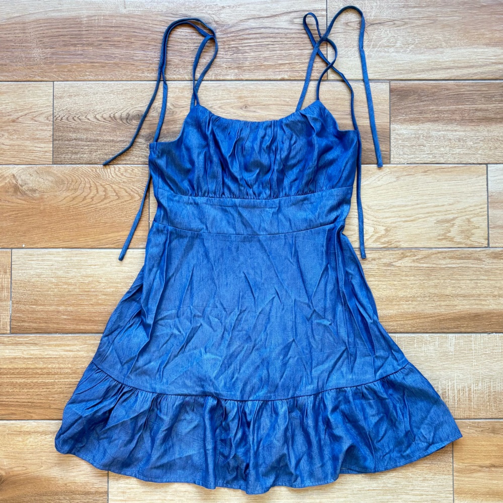 Blue Ruched Mini Dress - Picture 1 of 5